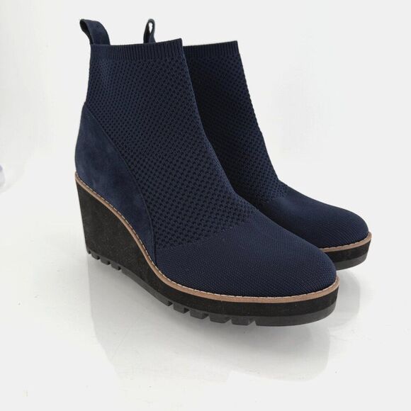 Eileen Fisher Quill Bootie Wedge Knit Slip On Stretchy Platform Size 10 Ankle - Picture 1 of 11